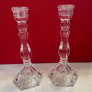 Tiffany & Co Crystal set of 2 Candlesticks 9.25” tall